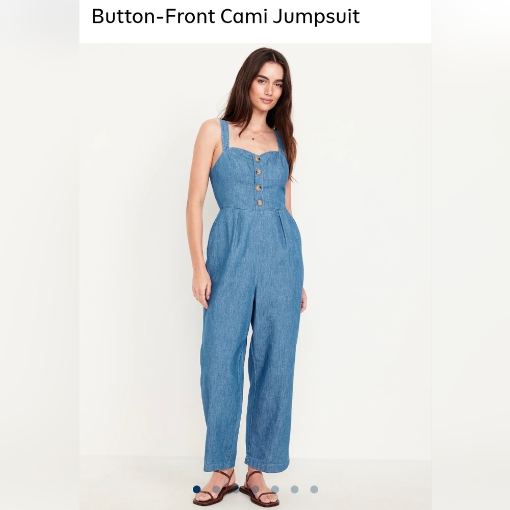 Denim Button-Front Cami Jumpsuit (NWT)